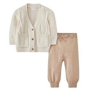 Mini baby cable top & Bottom off white Size 3-6 months Infant Outfit-Grayson